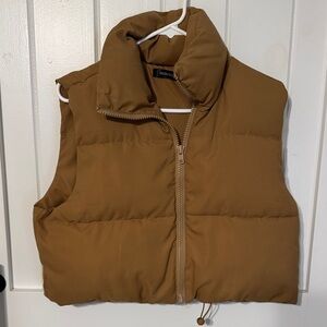 Women's Tan/brown Cropped Puffer Vest
